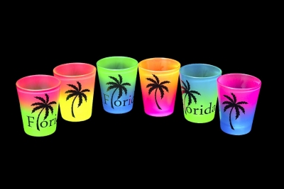 Rainbow Shot Glass Palm Design - Assorted Colors 