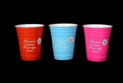Party Cup Double Wall Insulated - Peace Love Party Design - 3 Assorted Colors