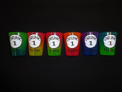 1549 - Rainbow Shot Glass - Drunk #1 - 6 Assorted Colors
