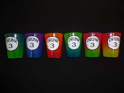 1551 - Rainbow Shot Glass - Drunk #3 - 6 Assorted Colors