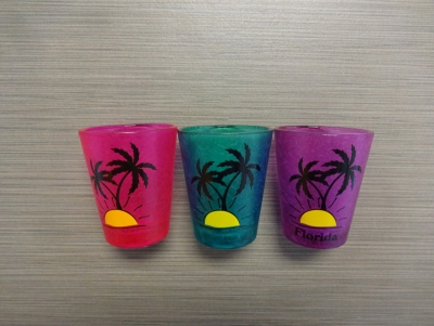 1597 - Ice Effect Shot Glass. Assorted Colors.