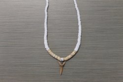 SN-8004 - Genuine Shark Tooth on Heishi Shell Necklace 