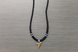 SN-8032 - Genuine Shark Tooth on Black Coco Bead Necklace 