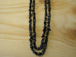 N-8268 - Stone Chip Necklace - Black Obsidian