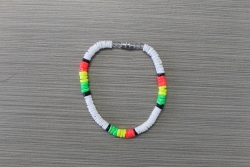 B-8931 - Neon Rasta Colored Clam Shell Bracelet