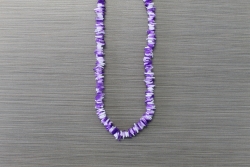 N-8472 - Neon Purple & White Chip Shell Necklace