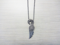 N-8539 - Metal Eagle Wing Pendant Necklace 