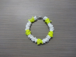 B-8968 - White & Neon Yellow Chip Shell Bracelet