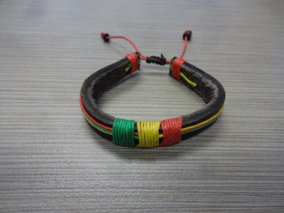 B-8896 - Rasta Leather Bracelet
