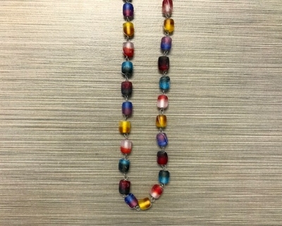 N-321 - Multicolor Cylindrical Matte Glass Bead Necklace