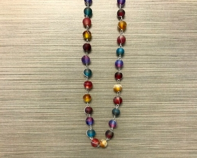 N-324 - Multicolor Round Matte Glass Bead Necklace