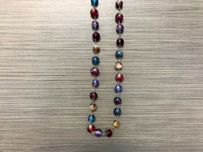 N-325 - Multicolor Round Glass Bead Necklace