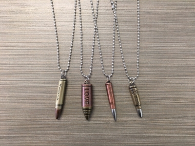 N-8566 - Bullet Pendant On Ball Chain Necklace