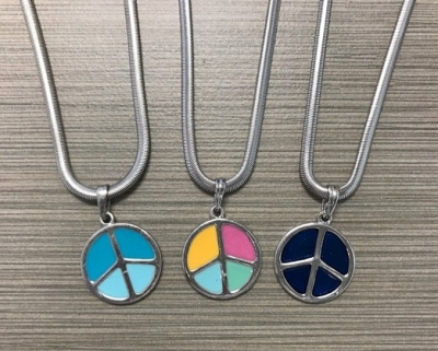 N-8346 - Peace Pendant on Chain Necklace - Asst. Colors
