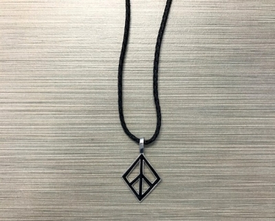 N-8349 - Peace Pendant Diamond Shape on Cord Necklace
