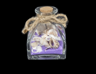 G1028 - Deco Glass Bottle with Sand & Shells - Assorted Colors
