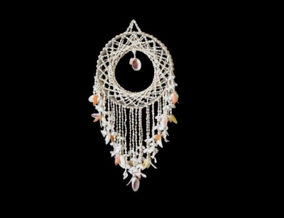 C-216 Shell Chandelier with White Moon Shells and Rose Cockles
