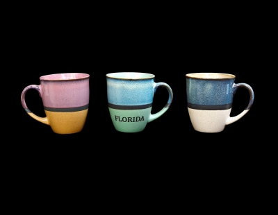 1738 - Two Tone Glazed Color Mug - 3 Assorted Colors