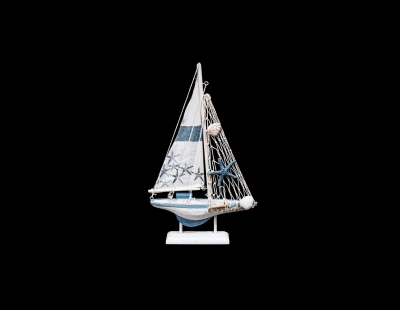 1800 - Wooden Sailboat with Blue Starfish