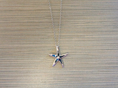 N-8597 - Abalone Starfish Pendant Necklace on Chain 
