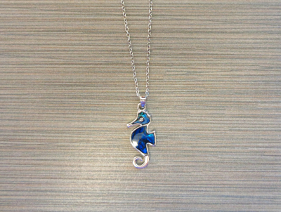 N-8602 - Abalone Seahorse Pendant Necklace on Chain 